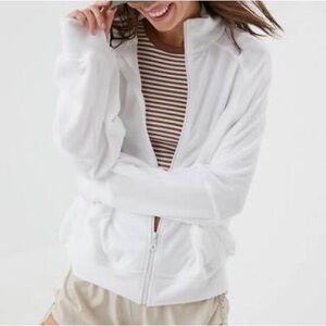 Aerie offline towel terry white zip-up sweatshirt